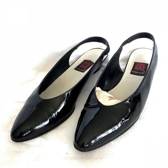 Vintage Black Patent Leather Slingback Flats - Picture 3 of 6